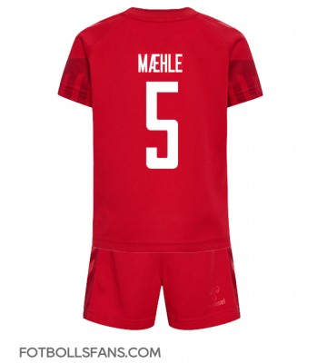 Danmark Joakim Maehle #5 Replika Hemmatröja Barn VM 2022 Kortärmad (+ Korta byxor)